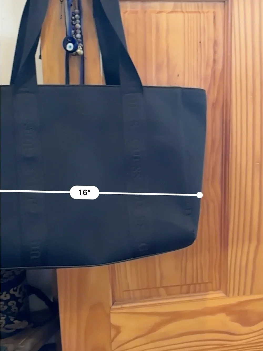 GUESS Black Branded Strap Tote Laptop Bag